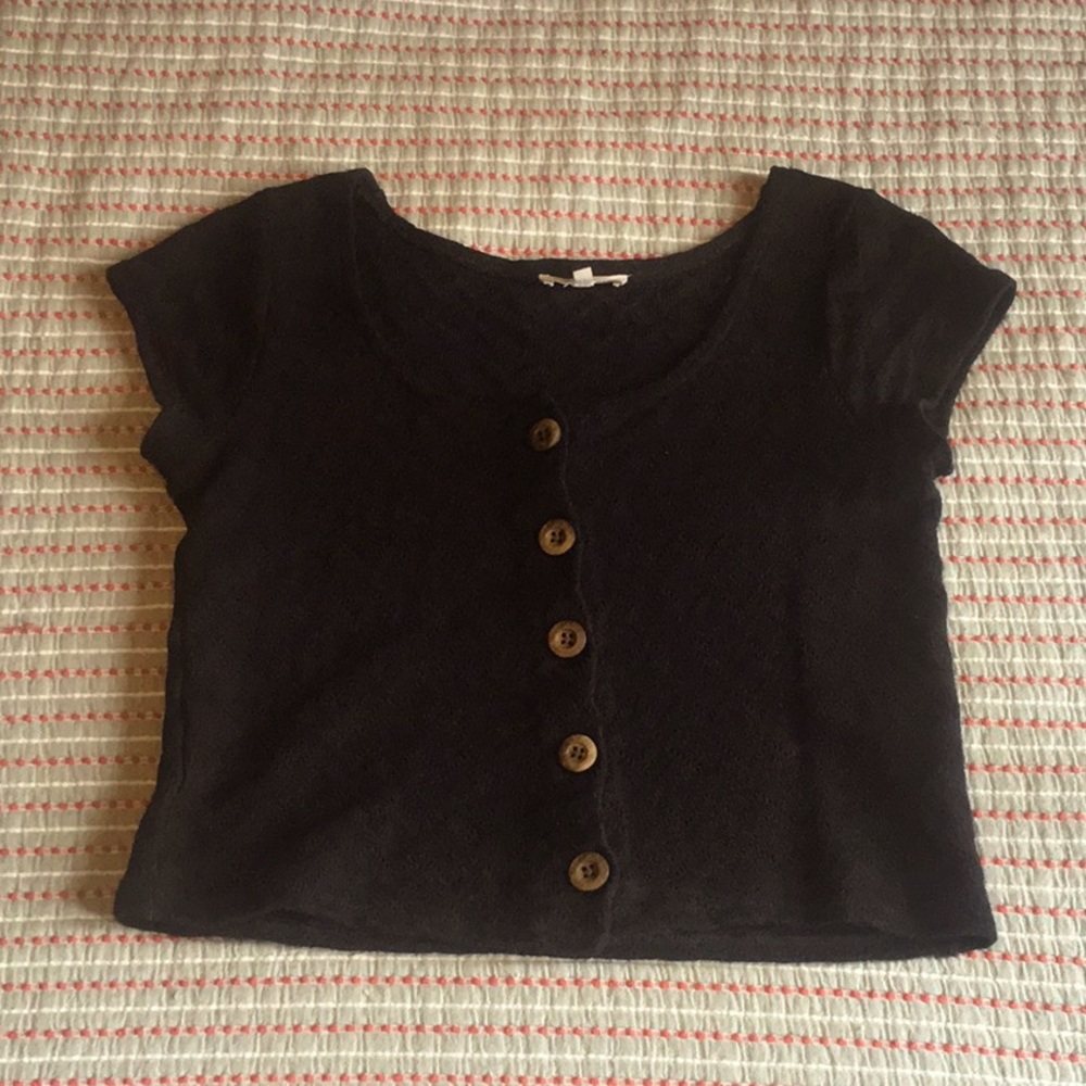Madewell black button up top
